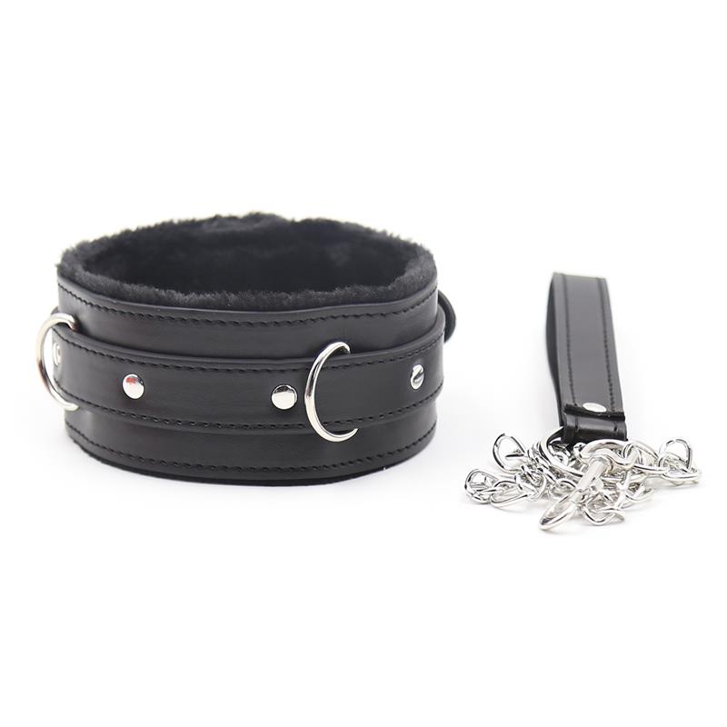 collar-with-metal-leash-black