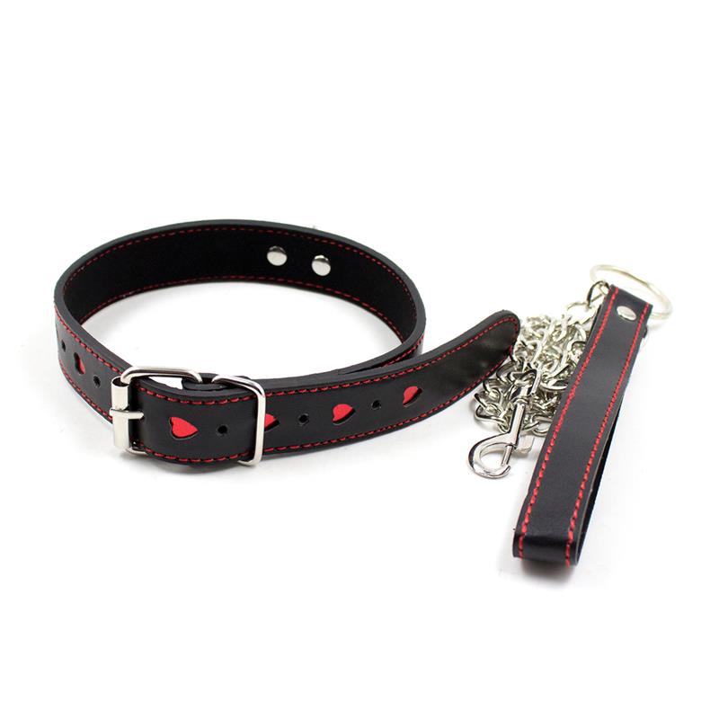 collar-with-metal-leash-blackred