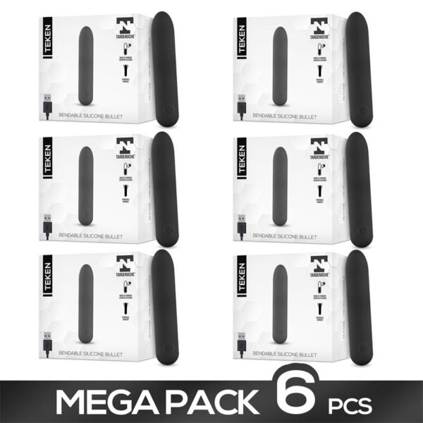 Pack of 6 Teken Bendable Vibrating Bullet Liquid Silicone Unibdy