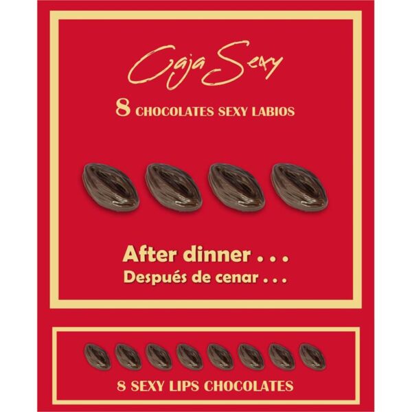 Red Box of 8 Dark Chocolate lips-Shaped Candies 8 units