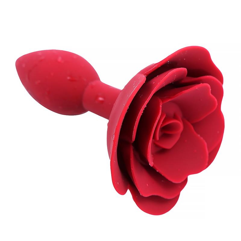 rose-silicone-butt-plug-red
