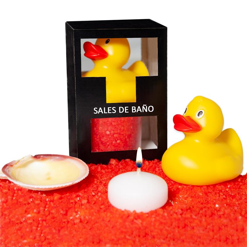 set-bath-salts-aroma-red-fruits-duck-candle-and-shell-150-gr