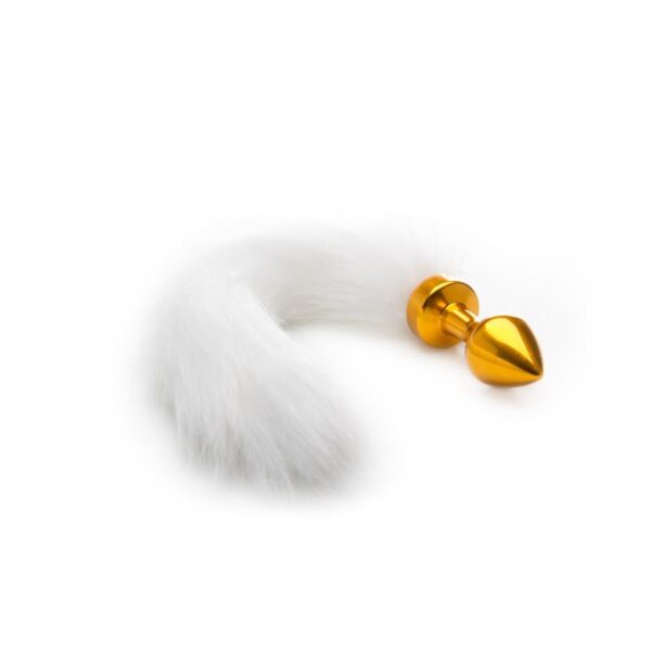 Shots Ouch! White Tail Buttplug Gold